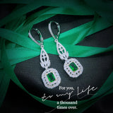 Sterling Silver Emerald Earrings for Women, Green Emerald Drop Earrings