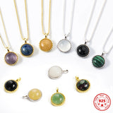 925 Sterling Silver Natural Stone Necklace Pendant for Women
