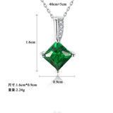 925 Silver Emerald Box Pendant Necklace Fine Jewelry