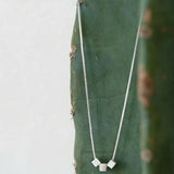 925 Silver Necklace 3 Squares Bohemian Long Chain