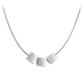 925 Silver Necklace 3 Squares Bohemian Long Chain