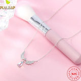 925 Silver Necklace Angel Wing Moonstone CZ Chain Fine Jewelry
