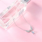 925 Silver Necklace Angel Wing Moonstone CZ Chain Fine Jewelry