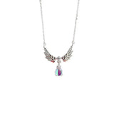 925 Silver Necklace Angel Wing Moonstone CZ Chain Fine Jewelry