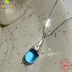 Water Dripping Opal Necklace 925 Sterling Silver Fine Jewelry