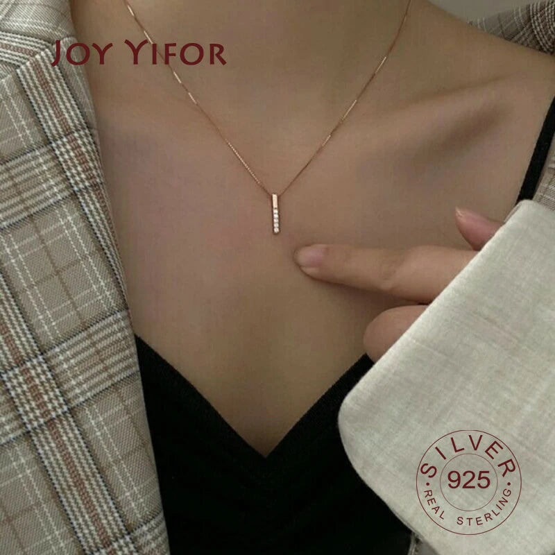 925 Sterling Silver CZ Necklace Bohemian Long Chain Statement Jewelry