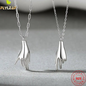 925 Silver Necklace Holding Hands Couple Necklaces & Pendants