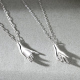 925 Silver Necklace Holding Hands Couple Necklaces & Pendants