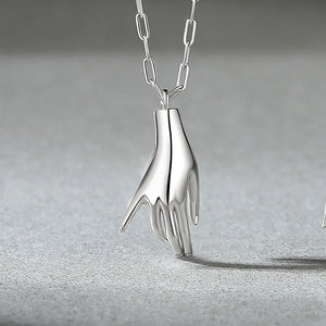 925 Silver Necklace Holding Hands Couple Necklaces & Pendants