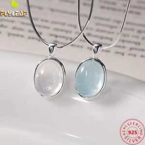 Moonstone Light Sterling Silver Necklace For Women