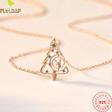 925 Sterling Silver Necklace For Women Elk Christmas Tree Necklaces & Pendants