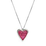 925 Silver Necklace Love Letter Pink Heart Pendant Chain Jewelry