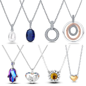 925 Silver Necklace Round Pave CZ Pendant
