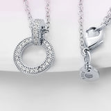 925 Silver Necklace Round Pave CZ Pendant