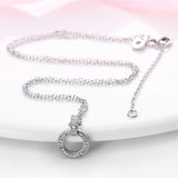 925 Silver Necklace Round Pave CZ Pendant