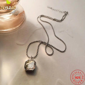 925 Silver Square Tea Crystal Necklace Women