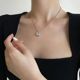 925 Silver Square Tea Crystal Necklace Women