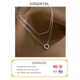 925 Silver Women's CZ Necklace Double Layered Long Chain Bohemian Jewelry