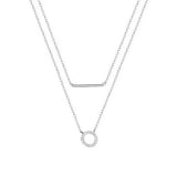 925 Silver Women's CZ Necklace Double Layered Long Chain Bohemian Jewelry