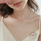 925 Silver Women's CZ Necklace Double Layered Long Chain Bohemian Jewelry