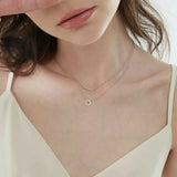 925 Silver Women's CZ Necklace Double Layered Long Chain Bohemian Jewelry