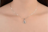 925 Silver Love Angle Tear Moonlight Opal Pendant Necklace Choker
