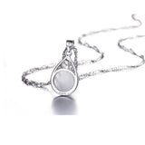925 Silver Love Angle Tear Moonlight Opal Pendant Necklace Choker