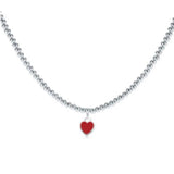 925 Silver Heart Bead Chain Pendant Rose Tif Women Gift