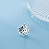 925 Silver Necklace Women Round Coin Circle Pendant Necklace S925 Silver