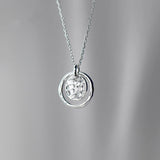 925 Silver Necklace Women Round Coin Circle Pendant Necklace S925 Silver