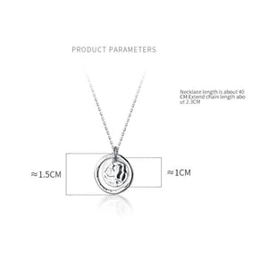 925 Silver Necklace Women Round Coin Circle Pendant Necklace S925 Silver