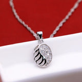 925 Silver Necklace Women's Oval Pendant Wave Chain Necklace 41-43-46CM