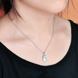 925 Silver Necklace Women's Square Pendant Wave Chain Necklace 41-43-46CM