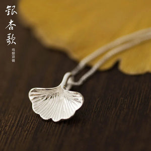 925 Sterling Silver Ginkgo Pendant Necklace for Women