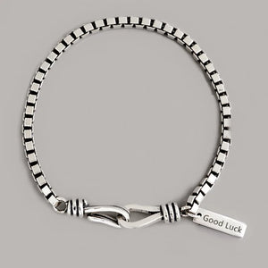 925 Silver Good Luck Letter Box Chain Bracelet Jewelry For Women