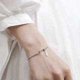 925 Silver Good Luck Letter Box Chain Bracelet Jewelry For Women