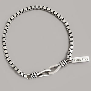 925 Silver Good Luck Letter Box Chain Bracelet Jewelry For Women