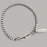 925 Silver Good Luck Letter Box Chain Bracelet Jewelry For Women