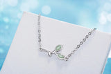 925 Silver Opal Green Leaves Charm Bracelet