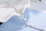 925 Silver Opal Green Leaves Charm Bracelet