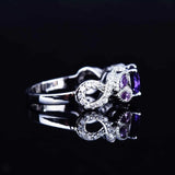 925 Sterling Silver Amethyst Ring Wedding Bands Women