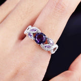925 Sterling Silver Amethyst Ring Wedding Bands Women
