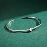 925 Silver Heart CZ Bracelet for Women Adjustable Bangle