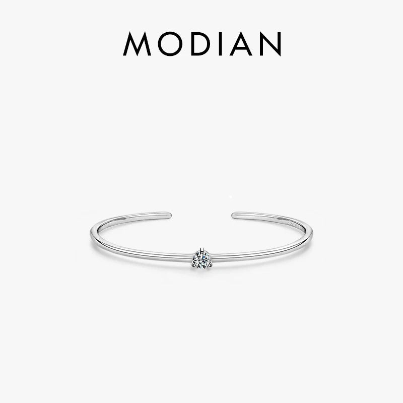 925 Silver Heart CZ Bracelet for Women Adjustable Bangle