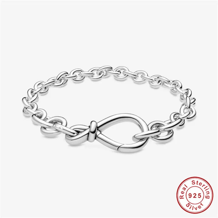 Sterling Silver Eternity Flower Knot Bracelet