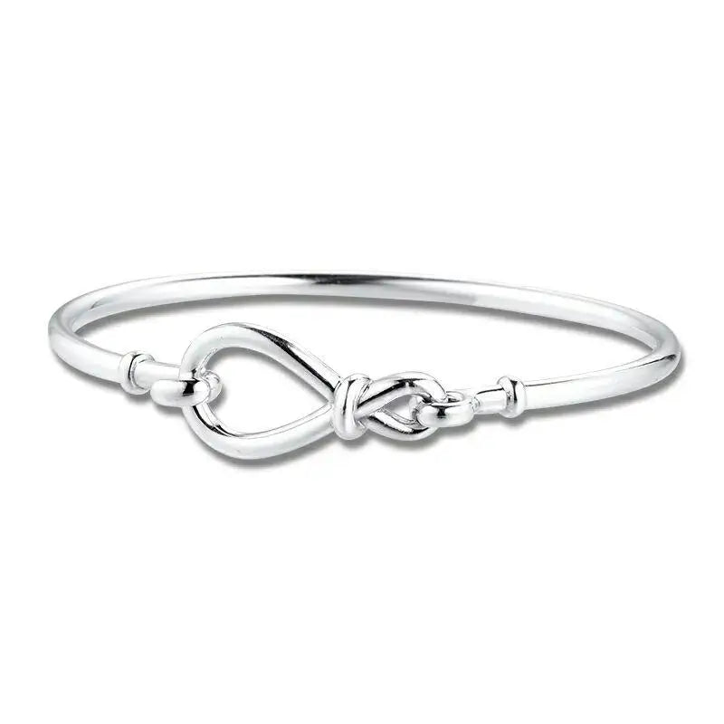 925 Sterling Silver Pan Bracelet Eternity Symbol Flower Knot Chain