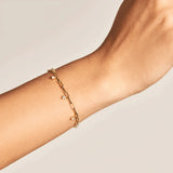 925 Silver Paper Clip Chain Bracelet with CZ Stones