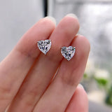 925 Silver Peach Heart Diamond Earrings for Women