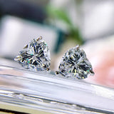 925 Silver Peach Heart Diamond Earrings for Women