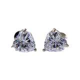 925 Silver Peach Heart Diamond Earrings for Women